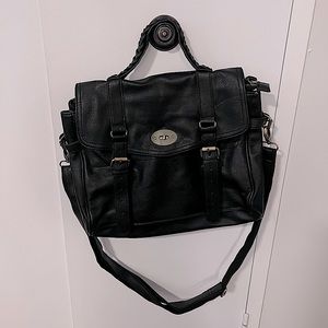Black faux leather 3 way satchel bag / backpack